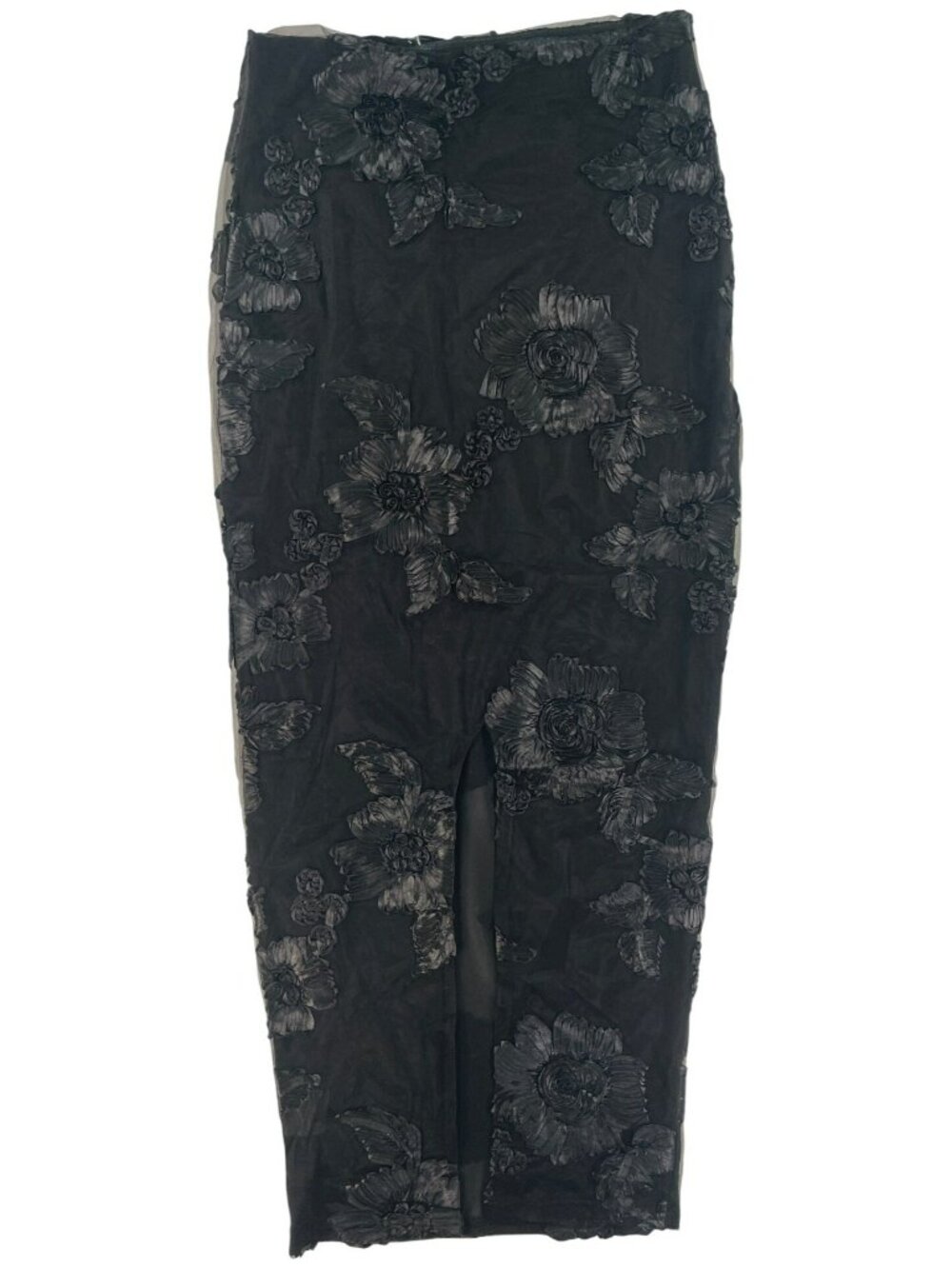 Murci Exclusive Mesh Floral Embroidered Column Maxi Skirt Black Sz UK12 US8 NEW - Picture 2 of 11